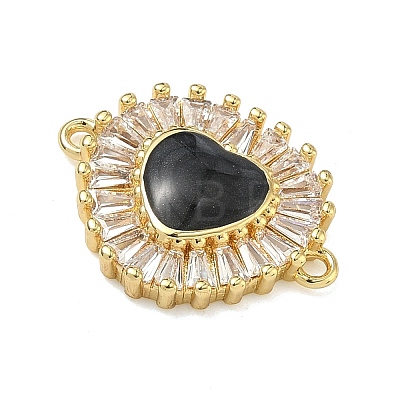Brass Pave Clear Cubic Zirconia Connector Charms KK-A293-12G-03-1
