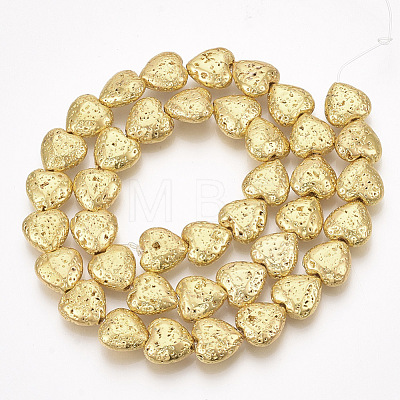 Electroplated Natural Lava Rock Beads Strands X-G-T126-10G-1