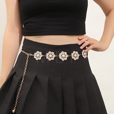 Alloy Crystal Rhinestone with Imitation Pearl Flower Link Chain Belly Belts for Women FS-WGCF5A6-01-1