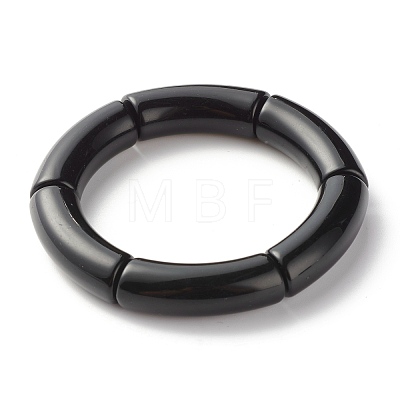 Opaque Chunky Acrylic Curved Tube Beads Stretch Bracelets for Men Women BJEW-JB07317-1