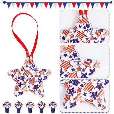 30Pcs 6 Style Independence Day Theme Star Cotton Ornaments DIY-WH0401-15-1
