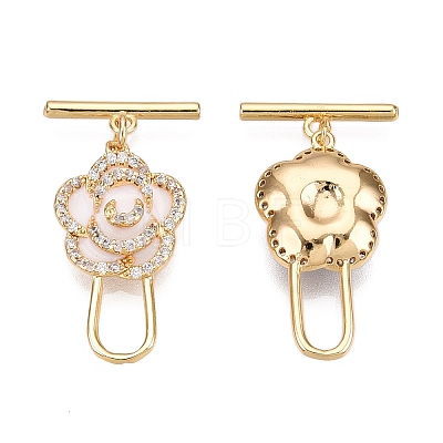 Brass Micro Pave Clear Cubic Zirconia Toggle Clasps KK-N054-143G-A-1