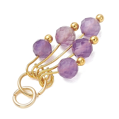 Natural Mixed Gemstome Faceted Round Beads Tassle Charms PALLOY-JF05107-1