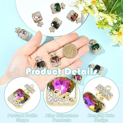 12Pcs 4 Colors Alloy Rhinestone Pendants FIND-YW0011-80-1