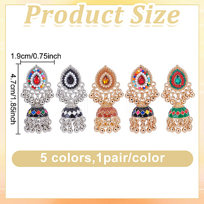 5 Pairs 5 Colors Zinc Alloy Chandelier Earrings EJEW-AN0004-96-1
