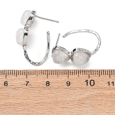 Valentine's Day Heart Natural Quartz Crystal Stud Earrings EJEW-T053-01P-08-1