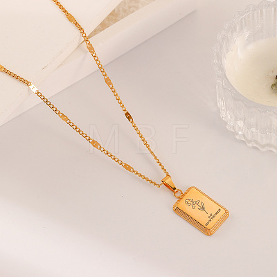 304 Stainless Steel Birth Flower Tag Pendant Necklaces for Women WG25FDF-05-1