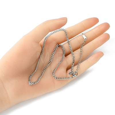 304 Stainless Steel Curb Chain Necklace for Men Women NJEW-YW0001-14-1