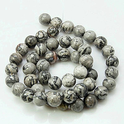 Natural Map Stone/Picasso Stone/Picasso Jasper Beads Strands G-G047-4mm-1