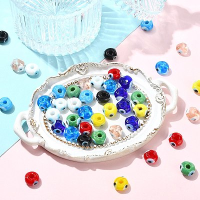 45Pcs 9 Colors Handmade Evil Eye Lampwork Beads LAMP-CJ0003-11-1