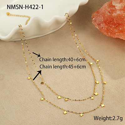304 Stainless Steel Star Tassel Double Layer Necklaces for Women WG45CA4-01-1