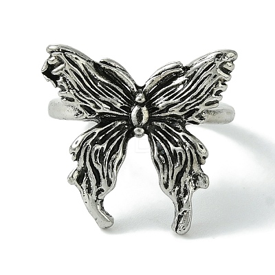 Butterfly Alloy Open Rings for Women RJEW-K275-45AS-1