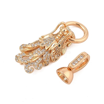 Brass Micro Pave Cubic Zirconia Fold Over Clasps KK-L223-003G-1