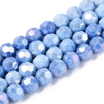 Anti-Tarnish Electroplate Glass Beads Strands EGLA-ZX010-8mm-09-1