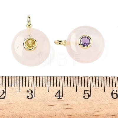 Natural Rose Quartz Flat Round Pendants G-H318-01G-09-1