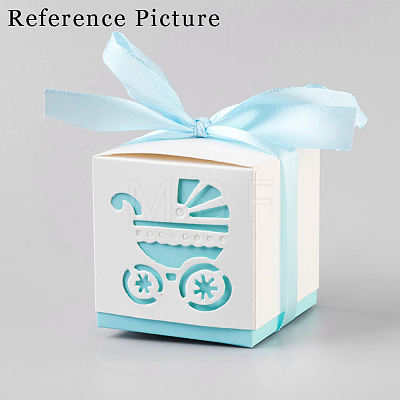 Hollow Stroller BB Car Carriage Candy Box wedding party gifts with Ribbons CON-WH0034-D02-1