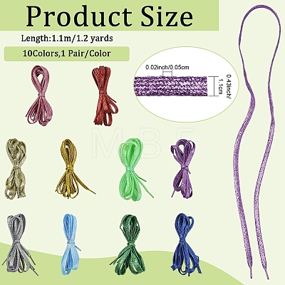 10 Pairs 10 Colors Polyester Cord Shoelace AJEW-YW0002-11-1