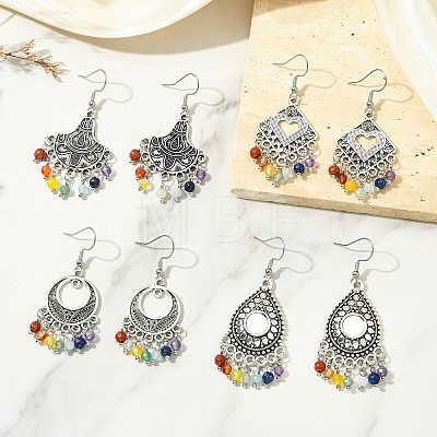Gemstone Tassel Chandelier Earrings EJEW-JE07176-1