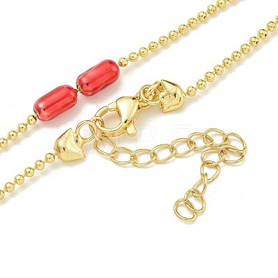 Brass Enamel Column Link Chain Necklaces NJEW-H039-05G-03-1