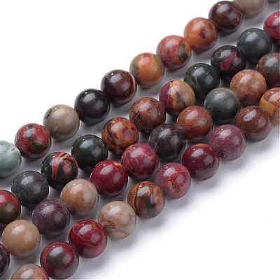 Natural Picasso Stone/Picasso Jasper Beads Strands G-R345-8mm-48-1