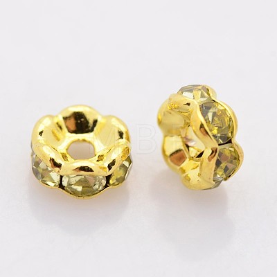 Brass Rhinestone Spacer Beads RB-A014-L6mm-13G-1