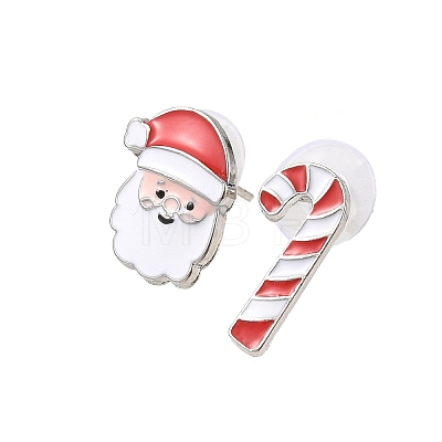 Christmas Theme Alloy Enamel Stud Earrings LS-EJEW-B068-02KCGG-01-1