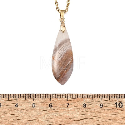 Natural Amethyst Lace Agate Teardrop Pendant 304 Stainless Steel Cable Chain Necklaces NJEW-JN06322-01-1