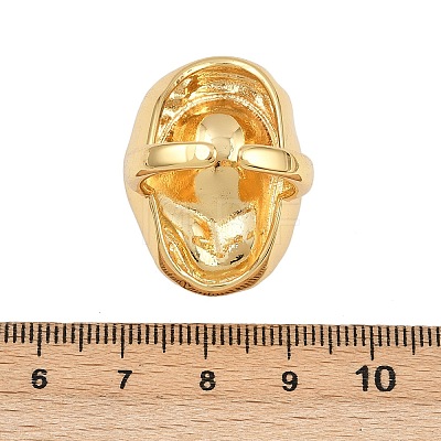 Brass ABS Plastic Pearl Cuff Rings for Women RJEW-L132-02G-1