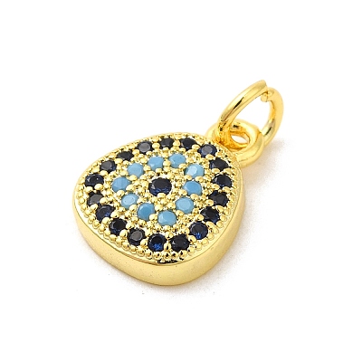 Real 18K Gold Plated Rack Plating Brass Micro Pave Cubic Zirconia Pendants Charms KK-S396-01K-1