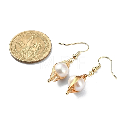 Natural Pearl Pendant Necklace & Dangle Earrings SJEW-JS01276-1