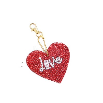 DIY Heart Keychain Diamond Painting Kits DIAM-PW0001-163-1