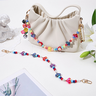 1Pc Acrylic Heart & Apple Bead Bag Decorative Chains HJEW-SC0003-34-1