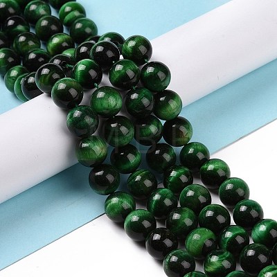 Natural Green Tiger Eye Beads Strands G-G099-10mm-6-1