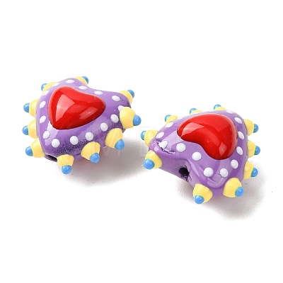 Baking Paint Glass Bumpy Beads Heart LAMP-V001-09G-1