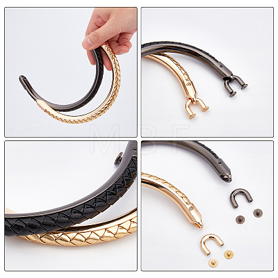 4Sets 2 Colors Alloy with PU Leather Bag Handle FIND-WR0002-49-1