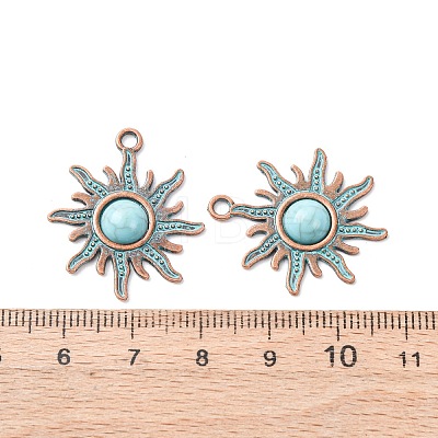 Alloy with Synthetic Turquoise Pendants FIND-B055-01E-1