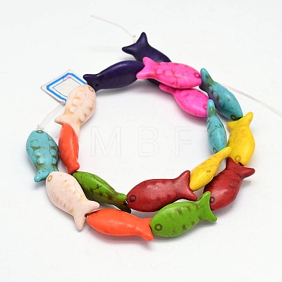 Fish Synthetic Turquoise Bead Strands G-M150-26-1