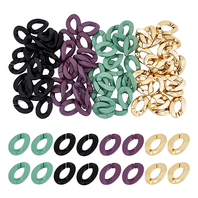 Spray Painted ABS Plastic & Acrylic Linking Rings OACR-FH0001-040-1