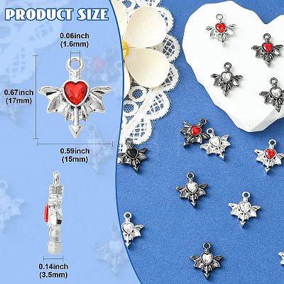 16Pcs 8 Colors Alloy Rhinestone Pendants RB-CJ0001-11-1