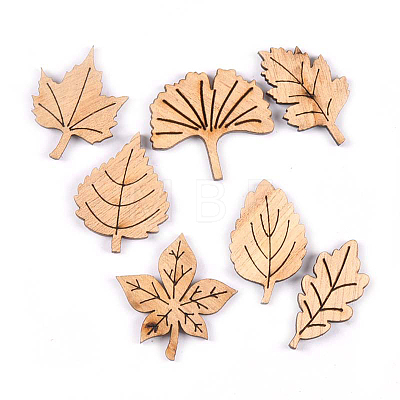 50Pcs Plant Theme Unfinished Wood Leaf Shaped Cutouts WOCR-PW0003-01-1