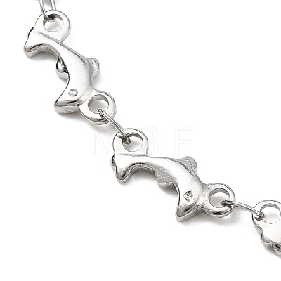 304 Stainless Steel Dolphin Link Chain Bracelet BJEW-JB09893-1