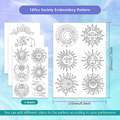 4 Sheets 11.6x8.2 Inch Stick and Stitch Embroidery Patterns DIY-WH0455-007-1