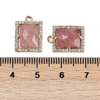 Natural Strawberry Quartz Faceted Rectangle Pendants G-I375-05G-06-1