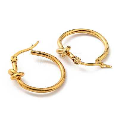 Vacuum Plating 304 Stainless Steel Knot Hoop Earrings EJEW-F319-06G-1