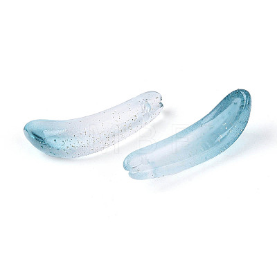 Transparent Glass Banana Pendants GLAA-T030-02B-1