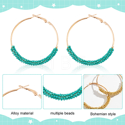 ANATTASOUL 7 Pairs 7 Colors Glass Round Braided Beaded Hoop Earrings EJEW-AN0002-21-1