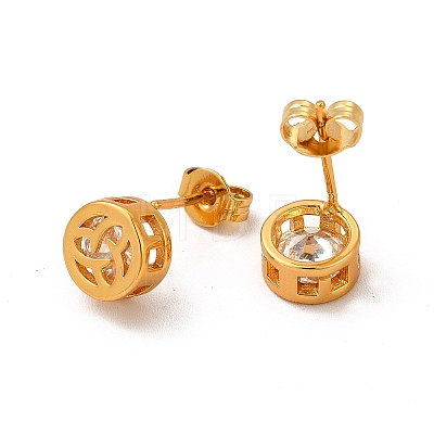 Rack Plating Brass Micro Pave Cubic Zirconia Stud Earrings EJEW-P221-40G-1