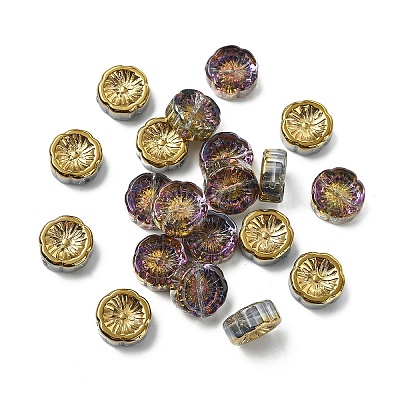 20Pcs Half Plated Electroplate Glass Transparent Beads Strands EGLA-YW0005-18C-1