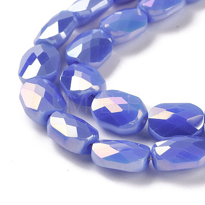 Faceted Electroplated Glass Beads Strands GLAA-G092-D04-1