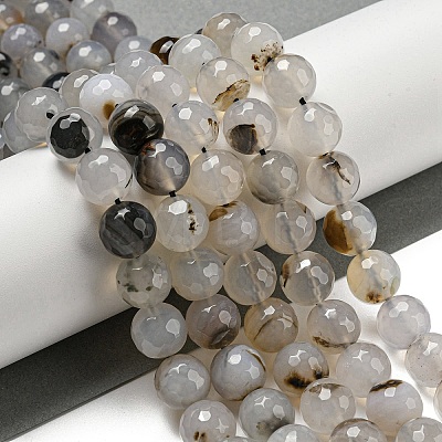 Faceted Natural Agate Beads Strands G-F447-12mm-K02-1